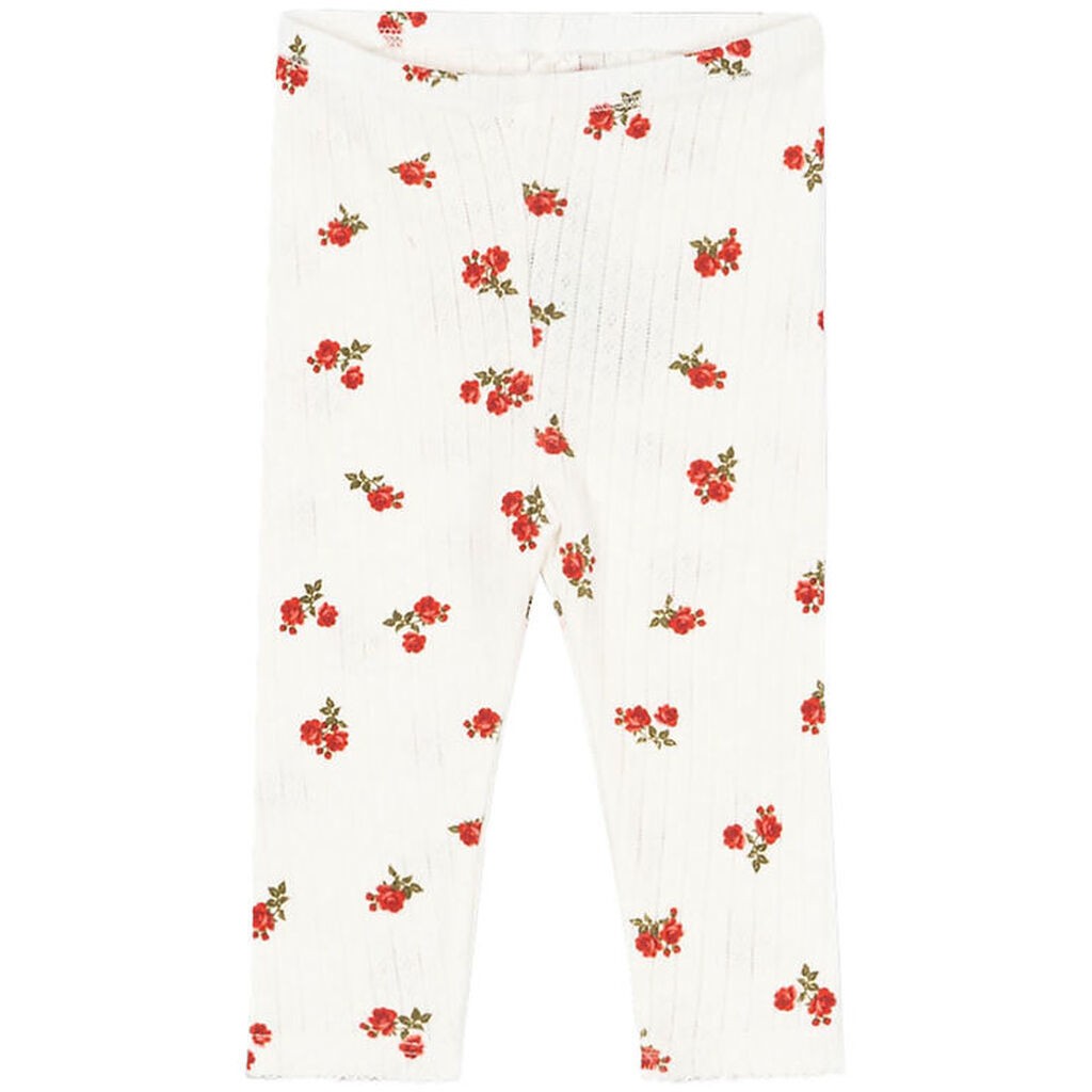 Konges Sløjd Leggings - Rib - Minnie - Rose Red m. Hulmønster