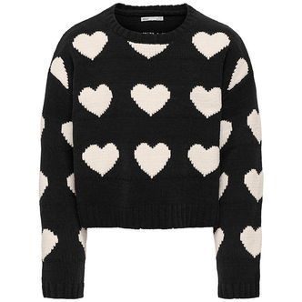 Kids Only Bluse - Strik - KogSus - Black/Heart/Egret