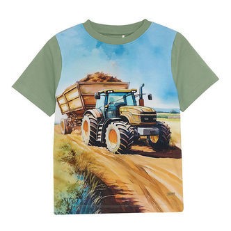 Minymo T-shirt - Hedge Green m. Print