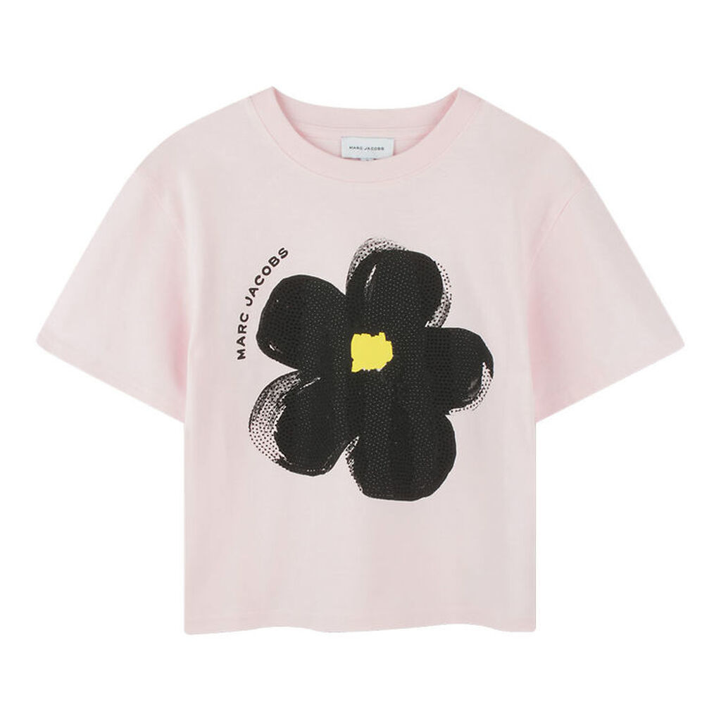 Little Marc Jacobs T-shirt - Rosa/Sort m. Blomst