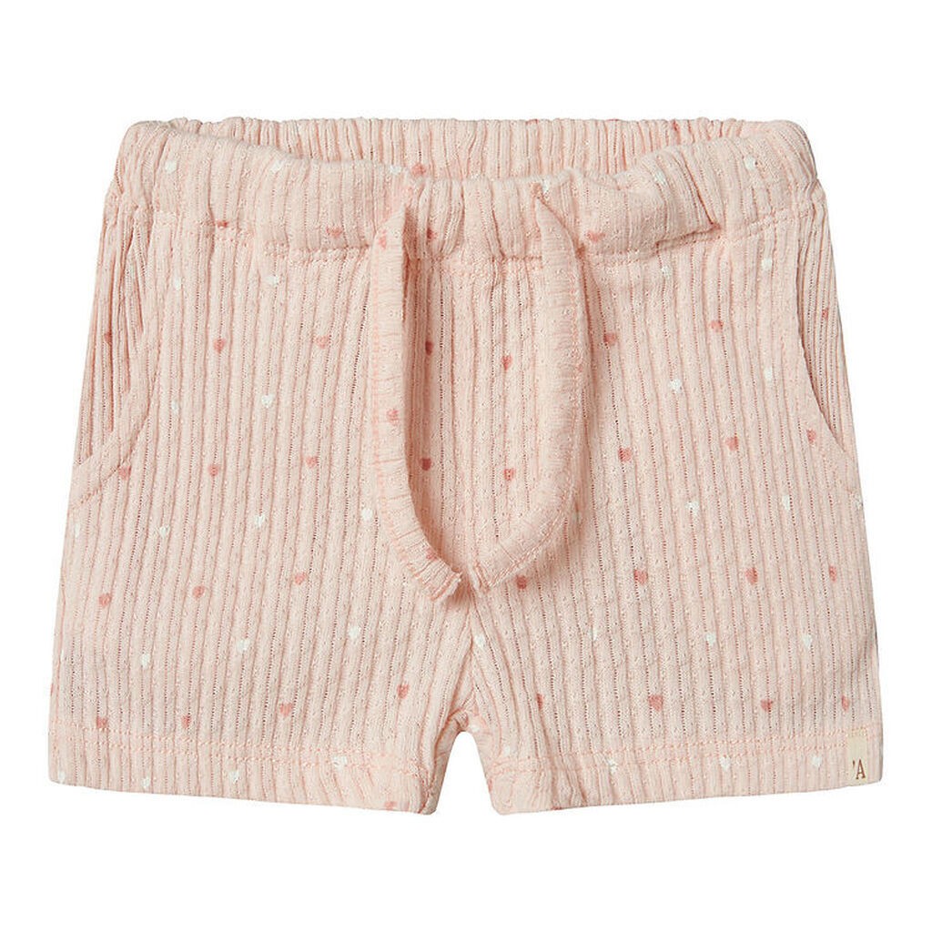 Lil' Atelier Shorts - Rib - NbfHulla - Peach Blush m. Hjerter