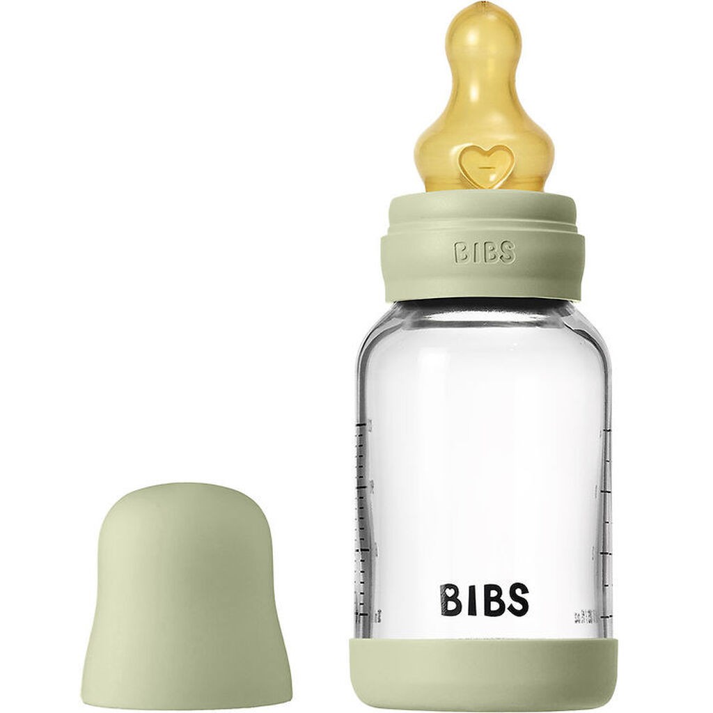 BIBS Sutteflaske - 120 ml - Glas/Naturgummi - Sage