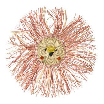 Rice Vægpynt - Raffia Animal - Large - Pink