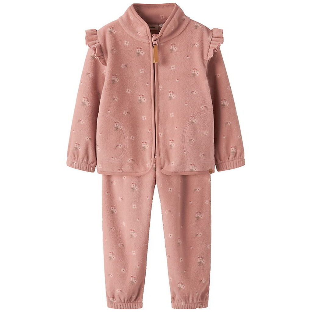 Lil' Atelier Fleecesæt - NmfLaspektra - Misty Rose m. Blomster