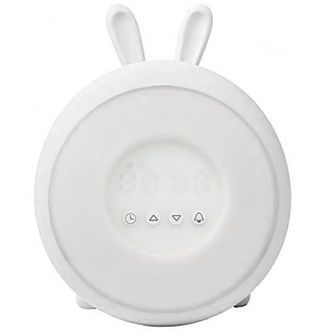 Rabbit & Friends Vækkeur m. Lys - Wake Up - 20x15x6 cm - Hvid