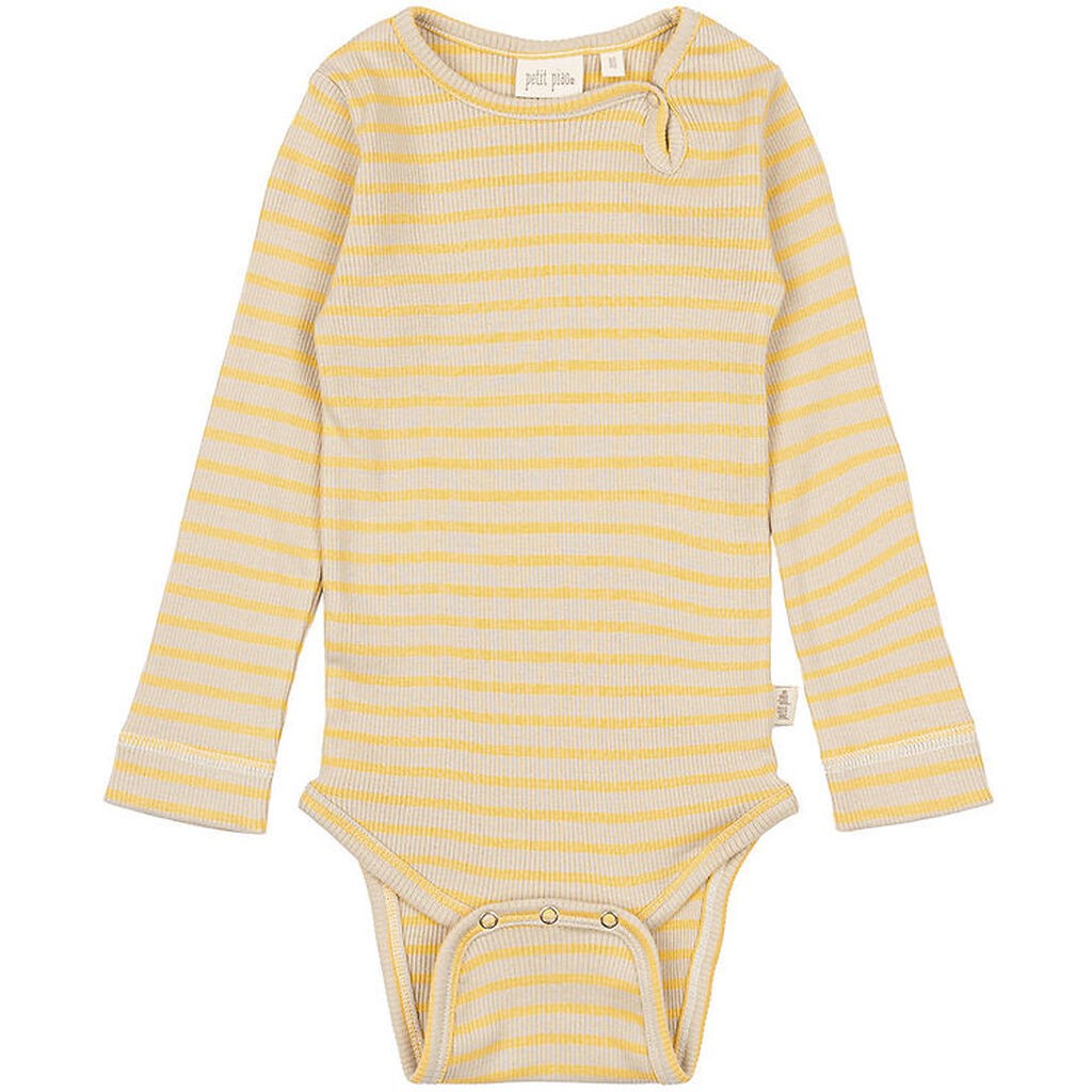 Petit Piao Body l/æ - Rib - Modal - Yellow Sun/Dark Off White