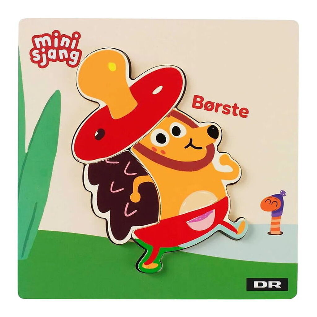 DR Træpuslespil - 3 Brikker - Børste