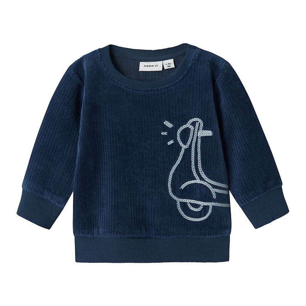 Name It Sweatshirt - Fløjl - NbmNando - Insignia Blue m. Print