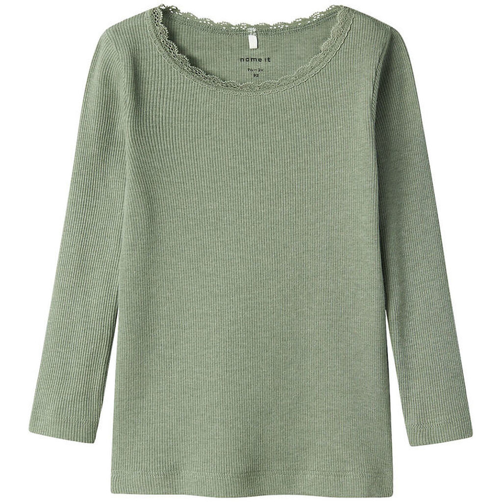 Name It Bluse - Noos - Rib - NmfKab - Lily Pad/Melange