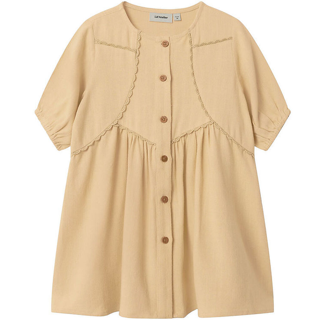 Lil Atelier Kjole - NmfDamla - Viskose/Hør - Taos Taupe