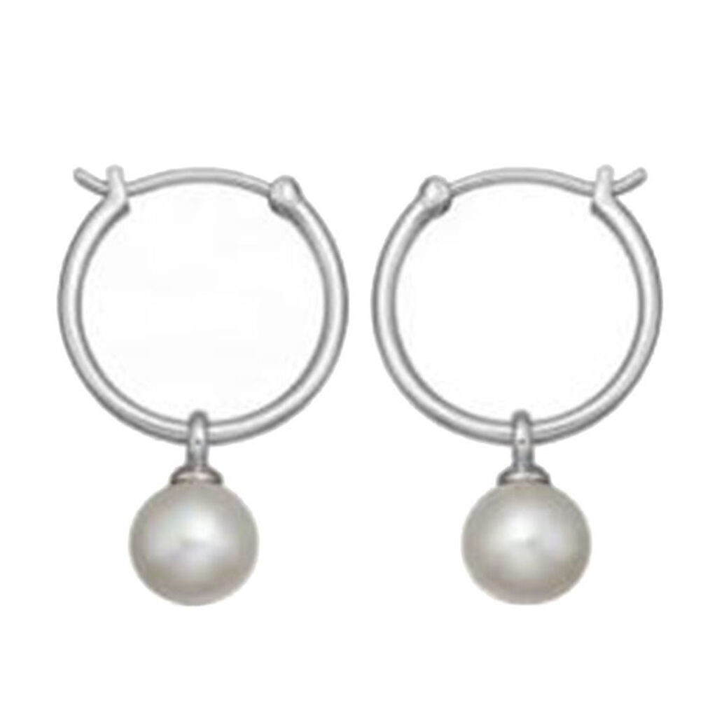 MillaVanilla Øreringe - Perle Hoops - Sølv