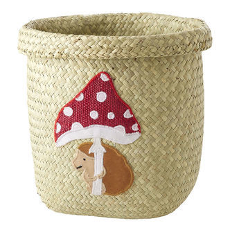 Rice Opbevaringskurv - Raffia/Søgræs - Happy Forest - 20x20 cm -