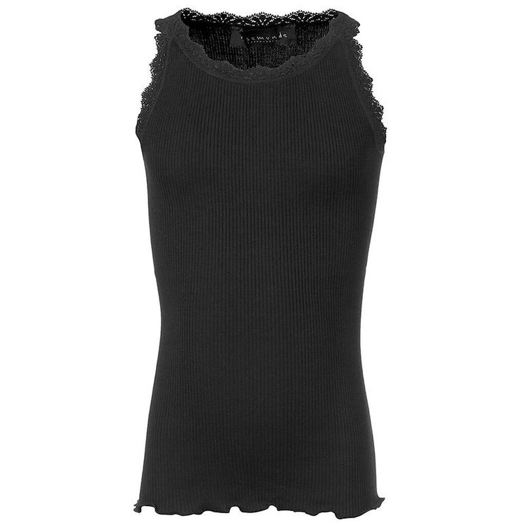 Rosemunde Top - Lang - Silke/Bomuld - Sort m. Blonder