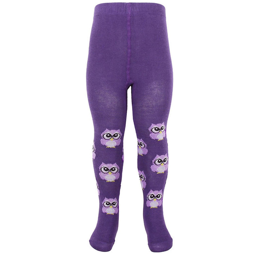 Fuzzies Strømpebukser - Lilla m. Ugle