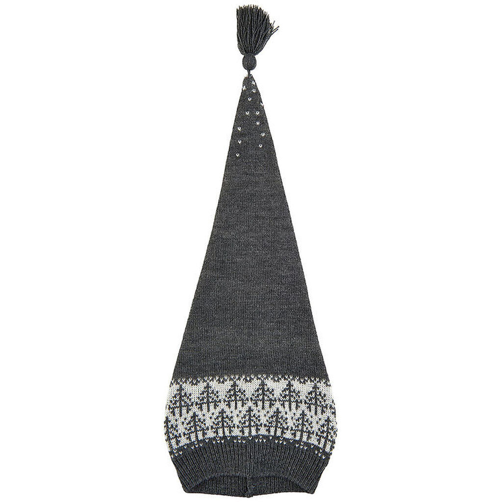 Mikk-Line Nissehue - Strik - Jacquard - Antrazite m. Mønster