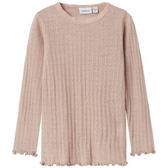 Name It Bluse - Uld/Silke - Rib - NmfWossa - Shadow Gray