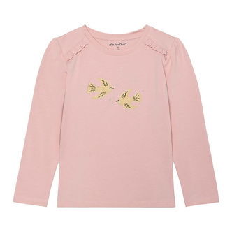 Minymo Bluse - Silver Pink m. Fugle