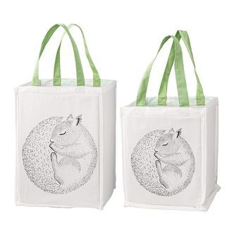 Bloomingville Opbevaringsposer - 2 stk - 30/40 cm - Hvid/Grøn m.