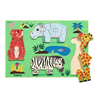 Djeco Puslespil - Træ - 12 Brikker - Coucou Tigre
