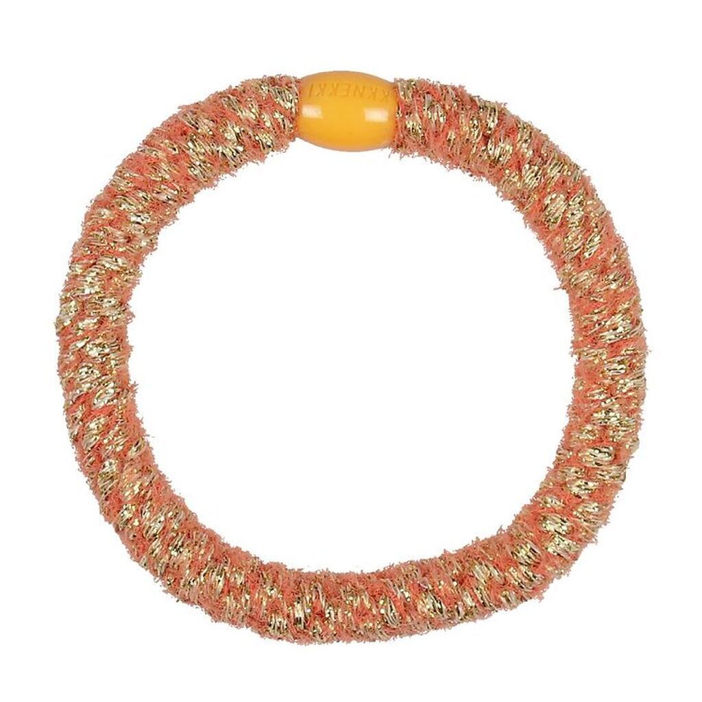 Kknekki Hårelastik - Koral/Guld Velour m. Glimmer