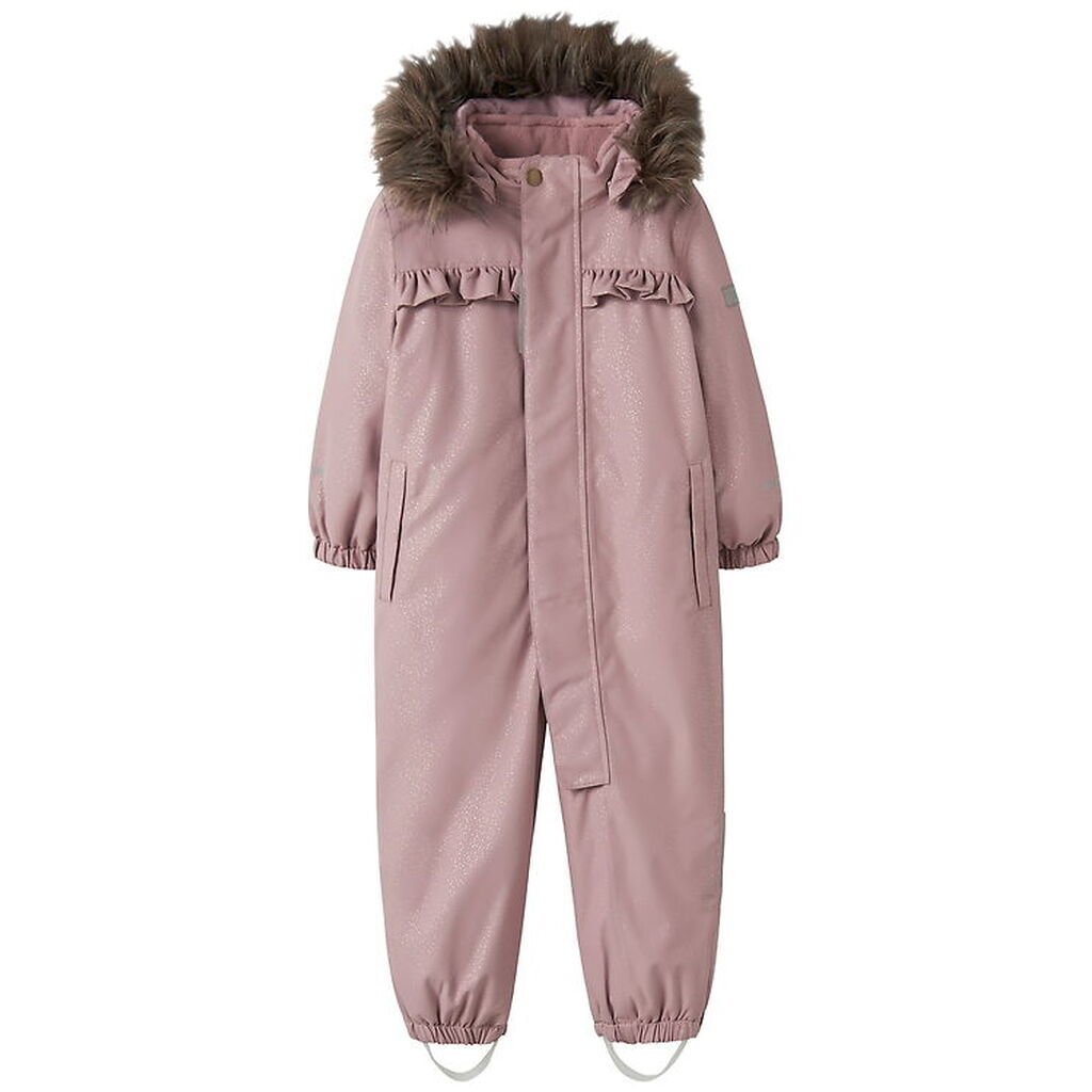 Name It Flyverdragt - NmfSnow10 - Woodrose m. Guldprikker/Flæser