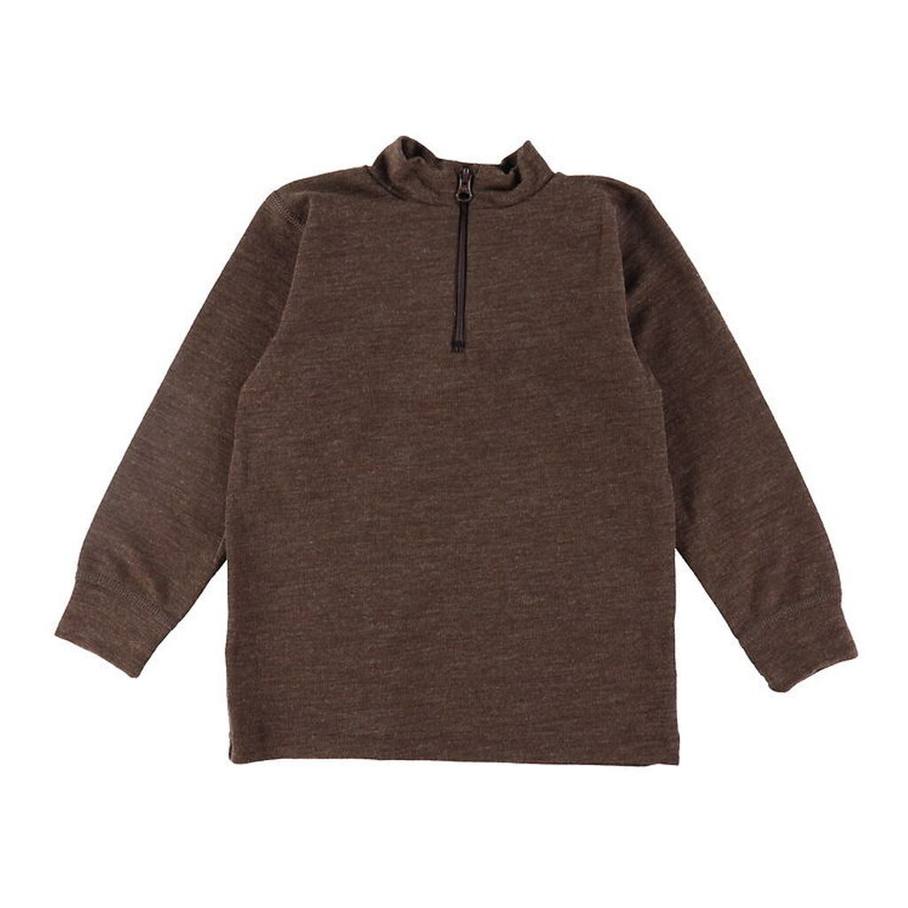 Joha Bluse - Uld - Zipper - Mørkebrun