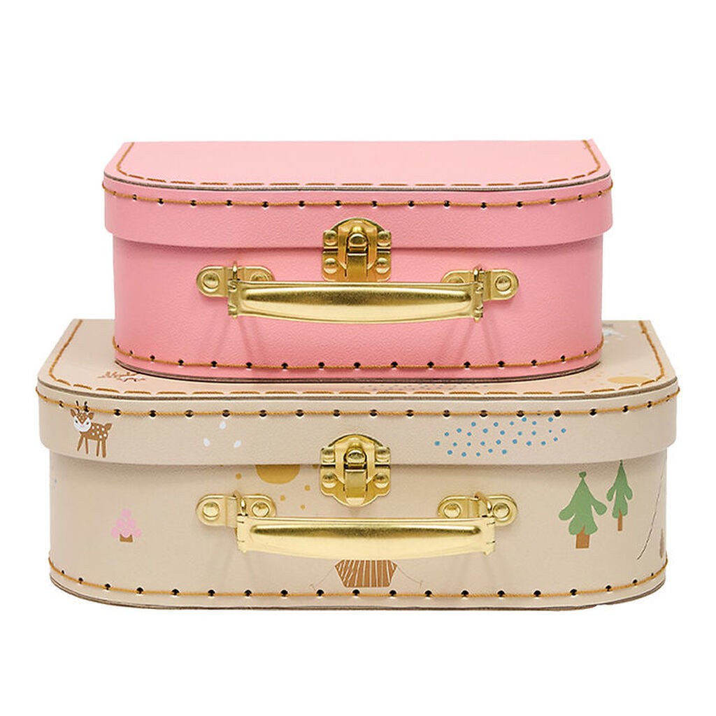 OYOY Kuffertsæt - 2-pak - Deer & Duck - Camel/Rose