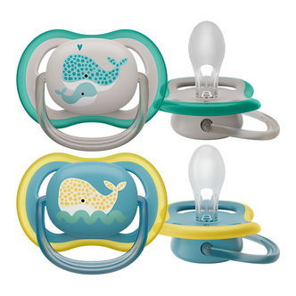 Philips Avent Sutter - 2-pak - Ultra Air - Blå/Grå m. Print