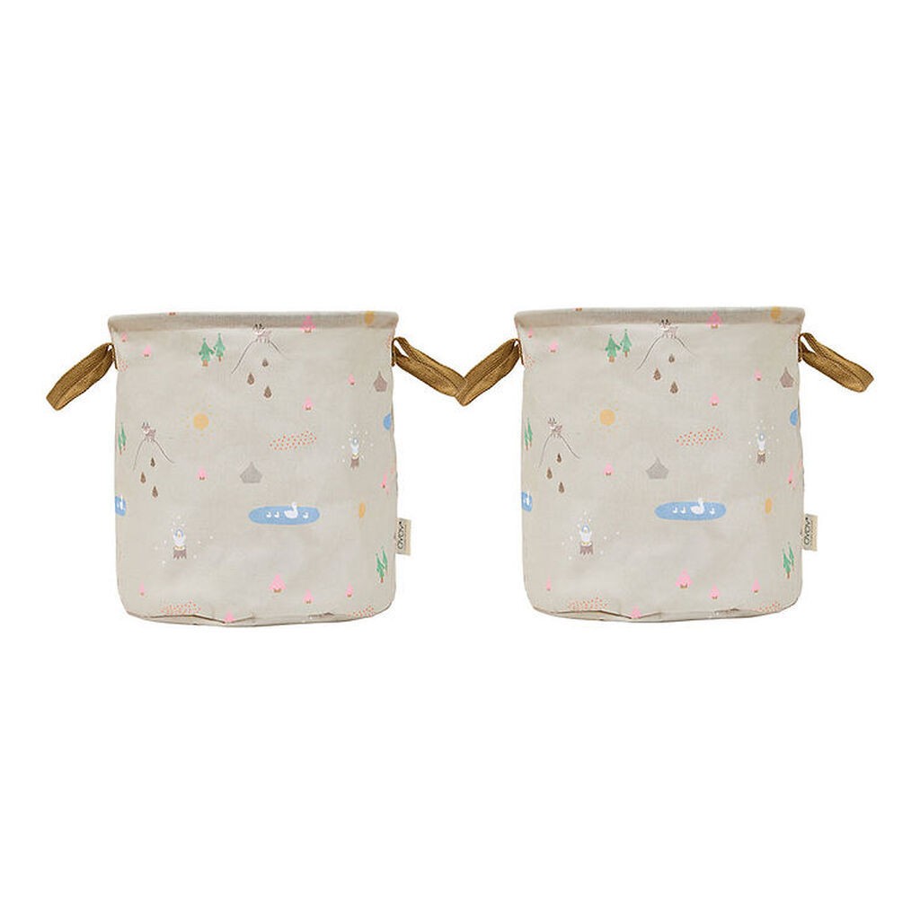 OYOY Opbevaringskurve - 2-pak - Deer & Duck - Medium - Beige