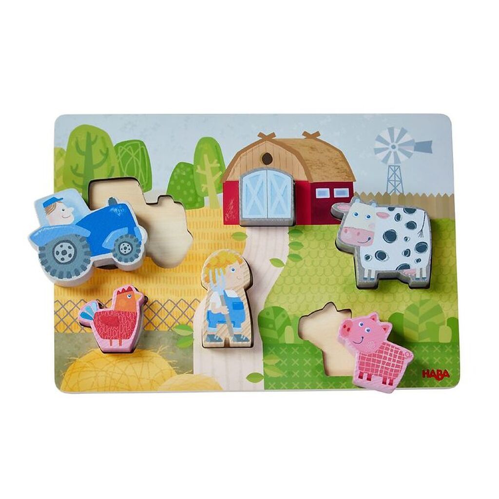 Haba Puslespil - 6 Brikker - Træ - Bondegård