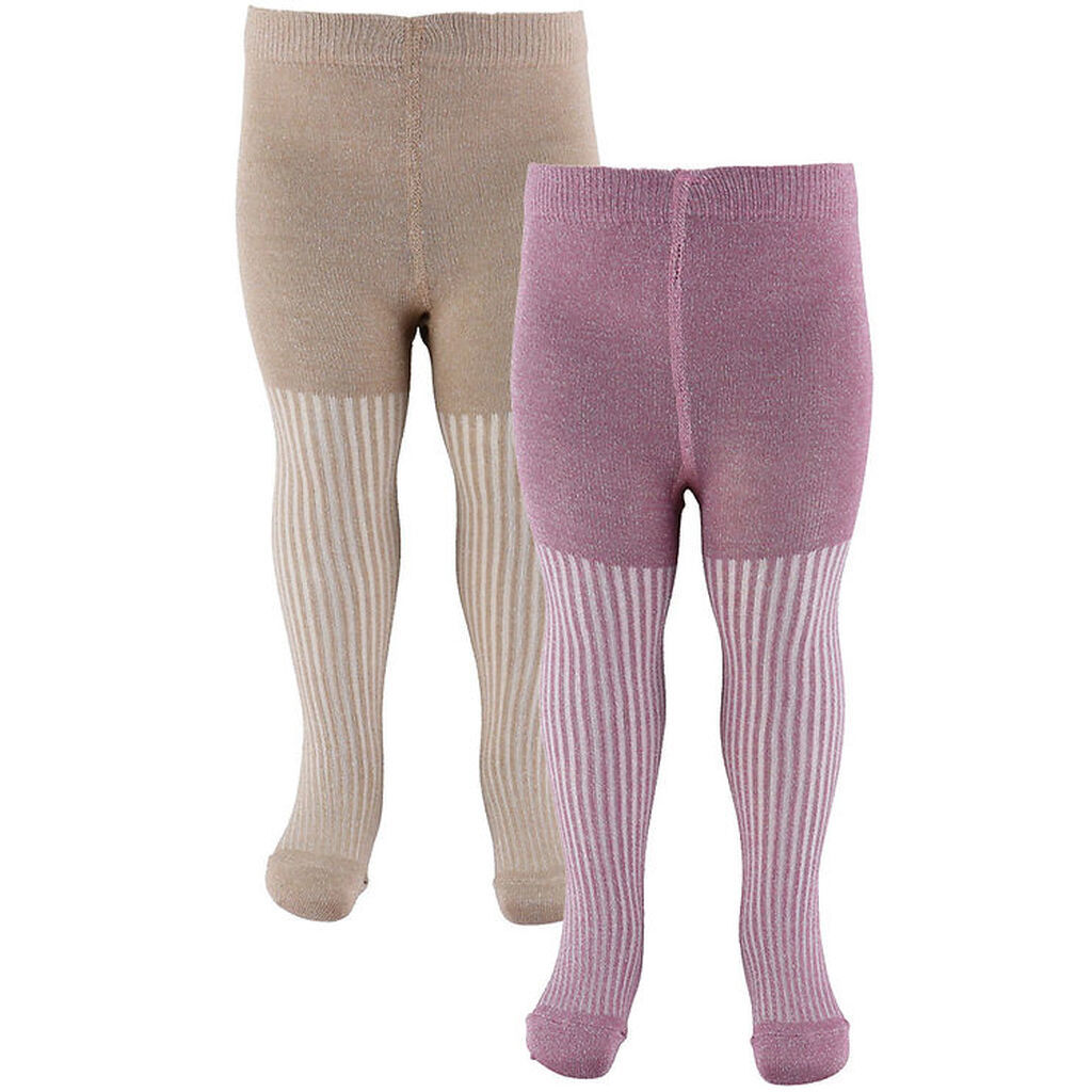 Minymo Strømpebukser - 2-pak - Dusky Orchid m. Glimmer