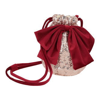 Meri Meri Taske - Rosa palietter/Rød Sløjfe