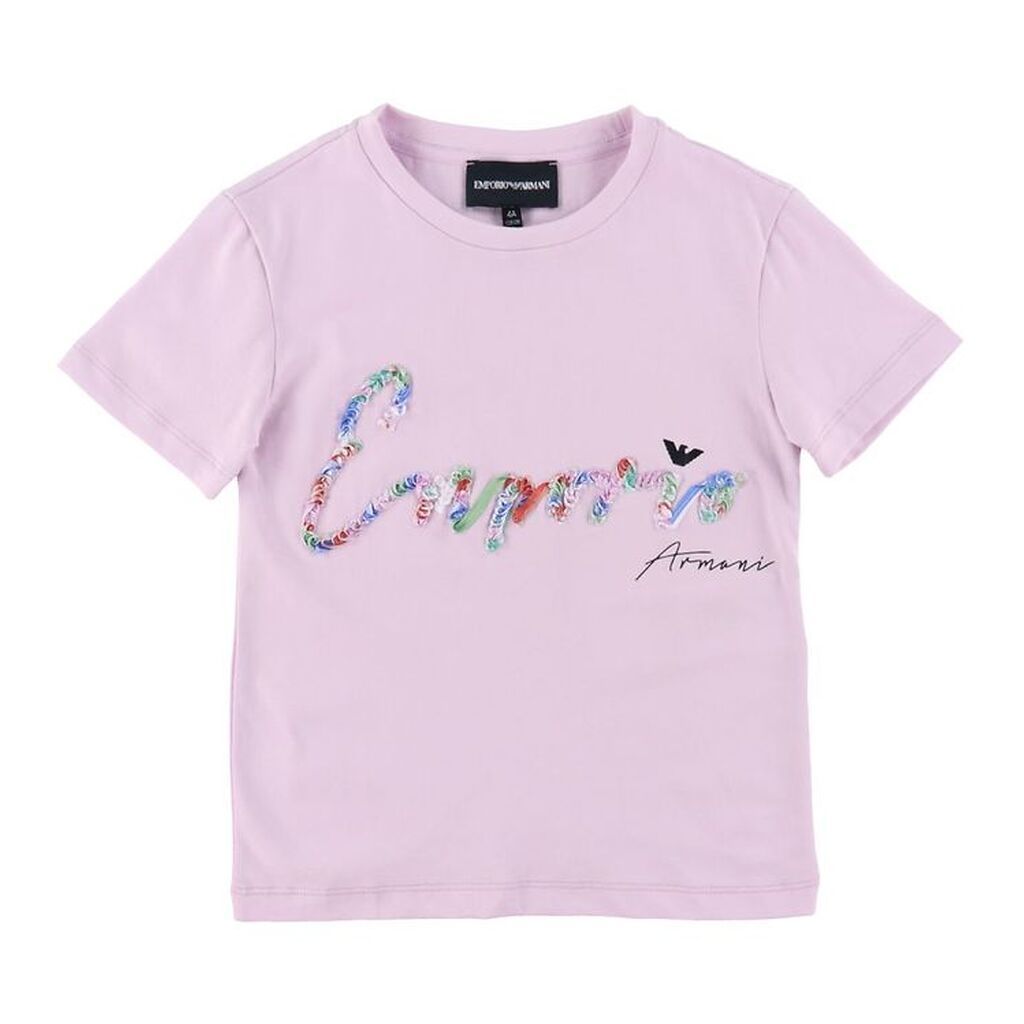 Emporio Armani T-shirt - Lyslilla m. Broderi