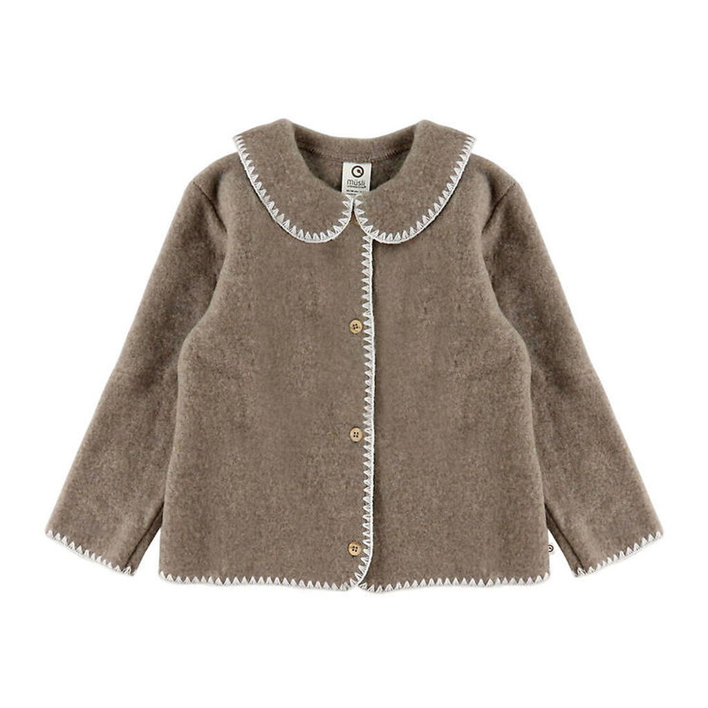 Müsli Cardigan - Uldfleece - Brown Melange