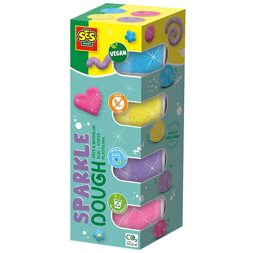 SES Creative Modellervoks - 4x90gr - Silkeblød Glitter