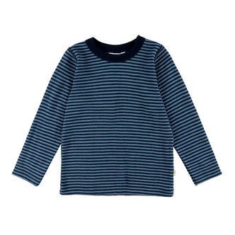 Joha Bluse - Uld - Blå m. Striber