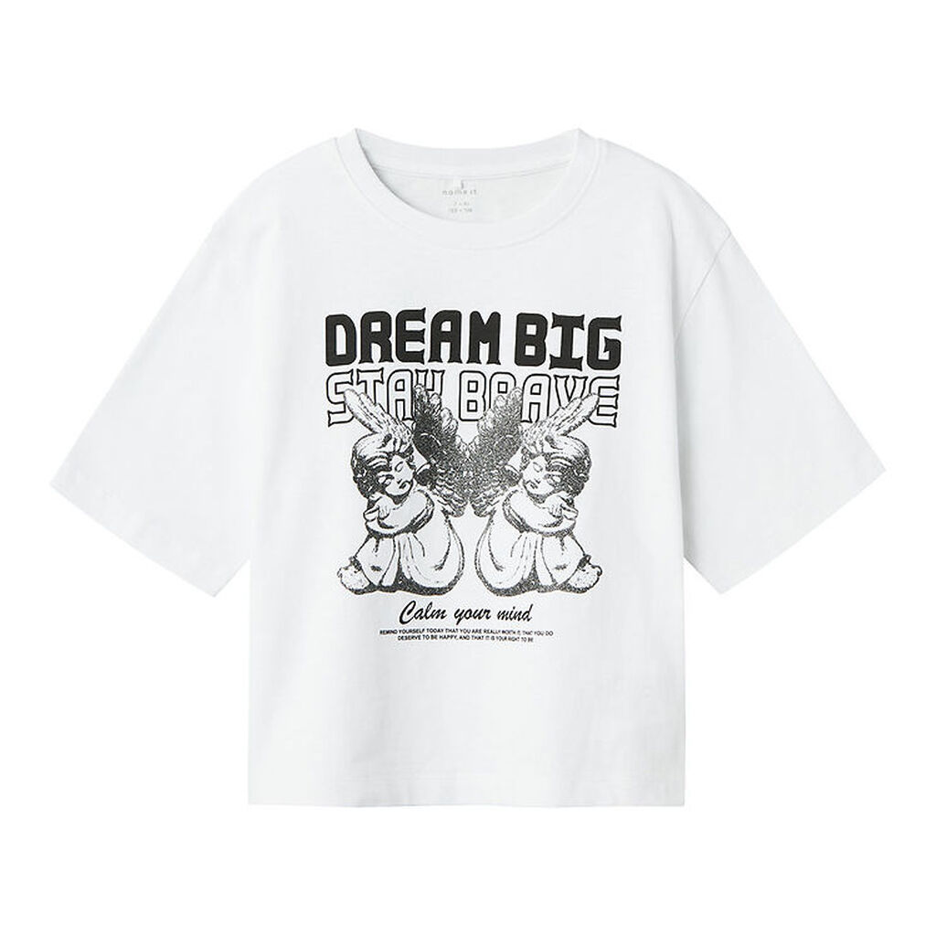 Name It T-shirt - NkfRusa - Bright White m. Print