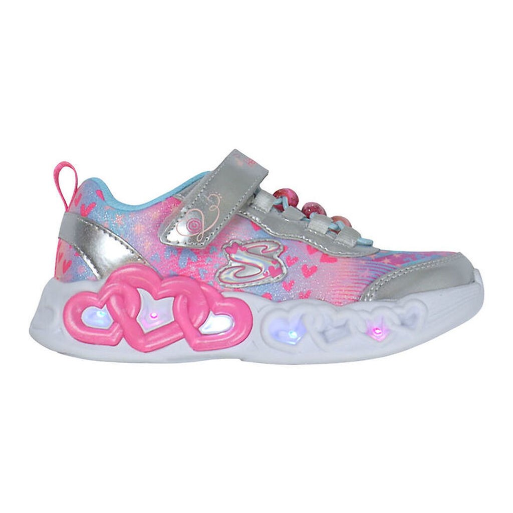 Skechers Sko m. Lys - Heart Jewels - Silver/Multi