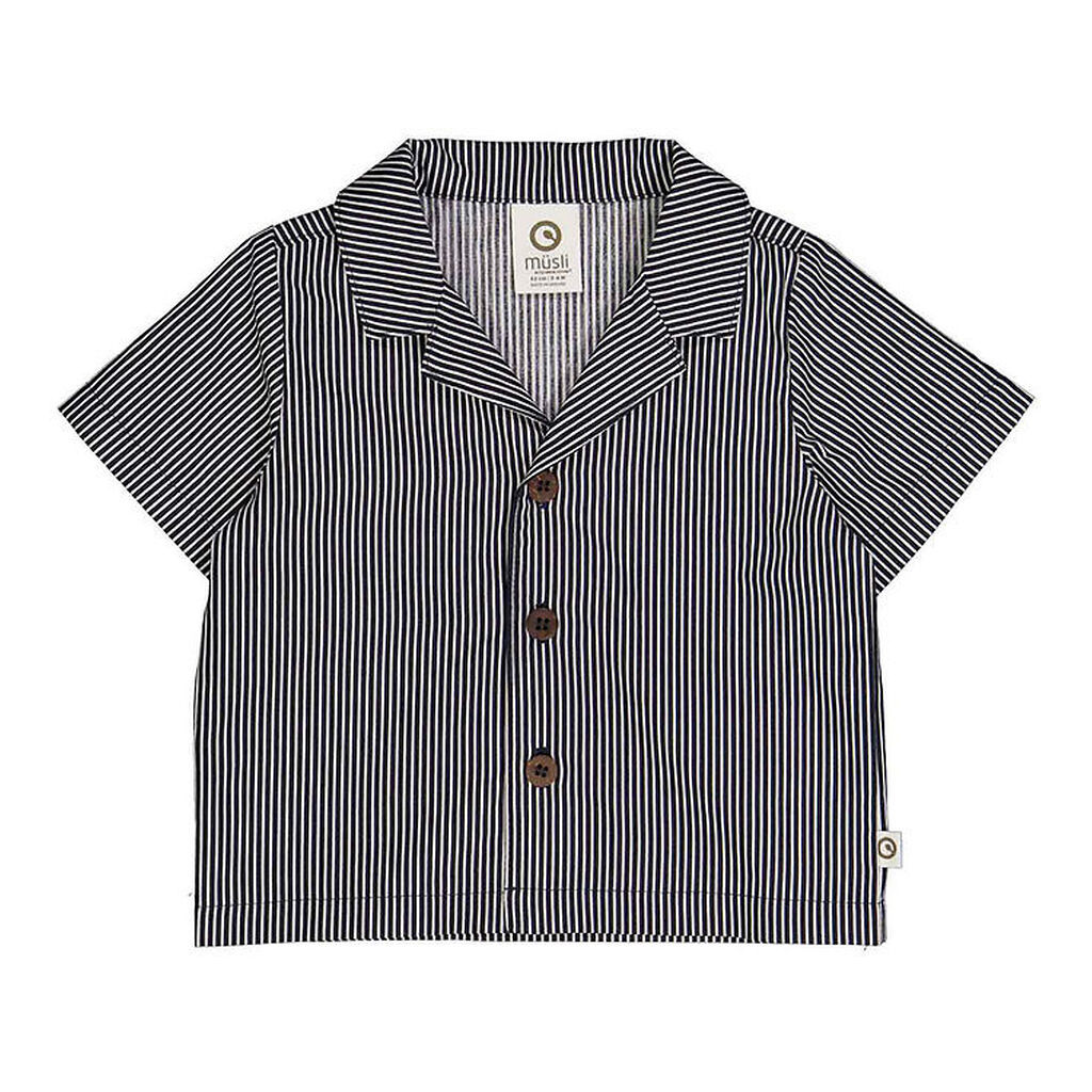 Müsli Skjorte - Poplin Stripe - Balsam Cream/Night Blue
