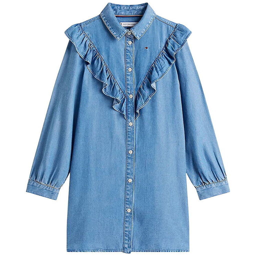 Tommy Hilfiger Kjole - Denim - Blå m. Flæser