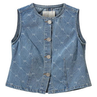 Sofie Schnoor Denimnvest - Carla - Denim Blue m. Harlequinmønste