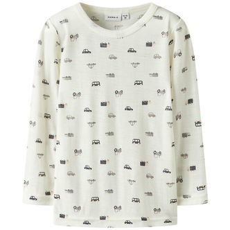 Name It Bluse - Uld - Rib - Noos - NmmWang - Snow White/Small Ca