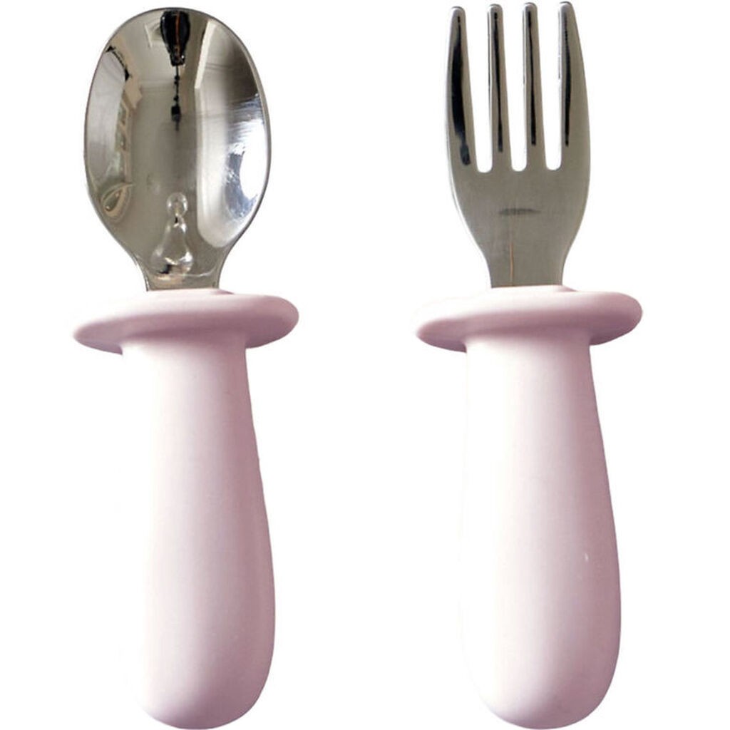 Jack o Juno Børnebestik - Silikone/Rustfrit Stål - Light Pink