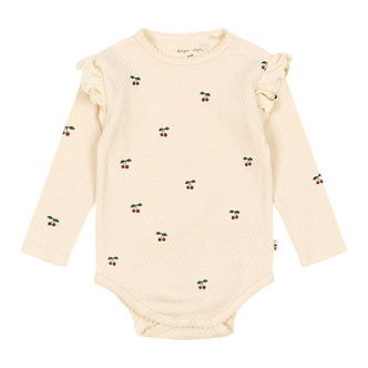 Konges Sløjd Body l/æ - Sui - Cherry m. Hulmønster