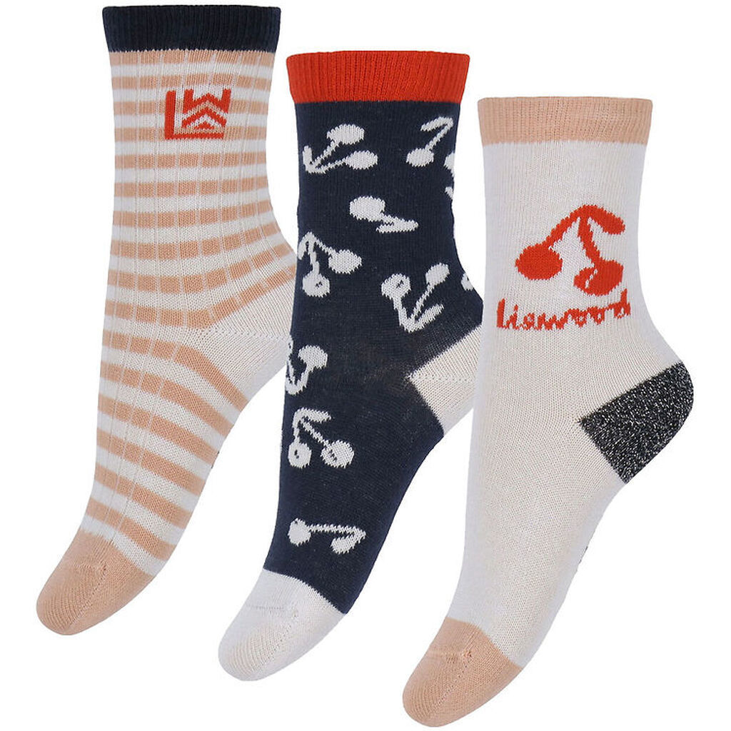 Liewood Strømper - 3-pak - Silas - Cherry Blossom/Classic Navy