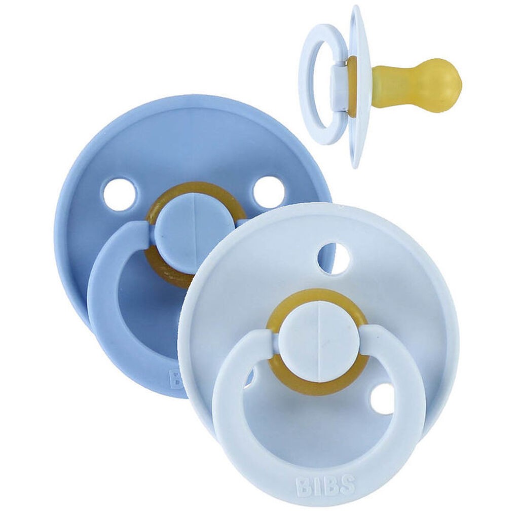 BIBS Colour Sutter - Str. 2 - 2-pak - Rund - Sky Blue/Baby Blue