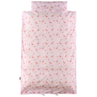 Nørgaard Madsens Sengetøj - Baby - Rosa m. flamingo/Blomster