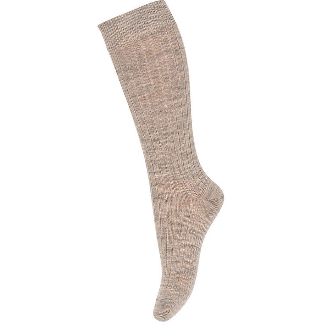 MP Strømper - Uld - Rib - Light Brown Melange