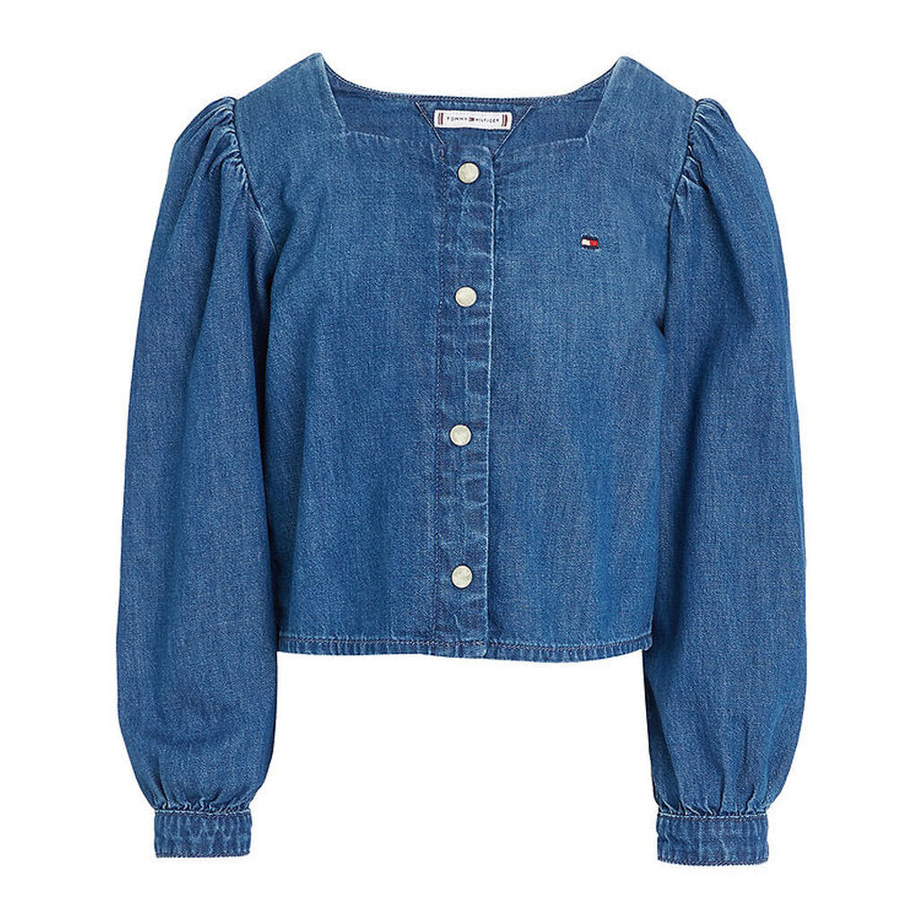 Tommy Hilfiger Skjortebluse - Square Neckline Denim - Marineblue
