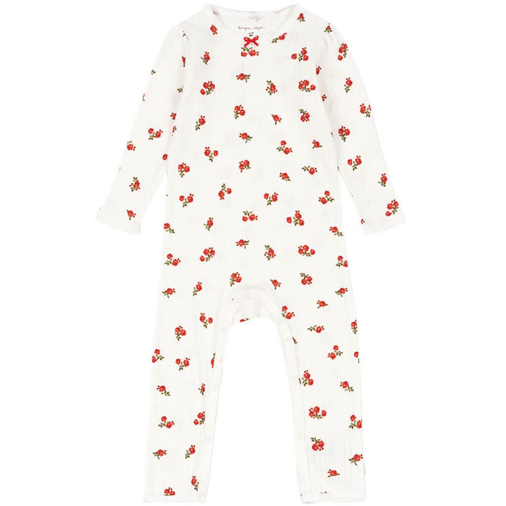 Konges Sløjd Heldragt - Rib - Minnie Onsie - Rose Red m. Hulmøns